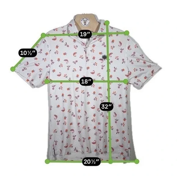 Johnnie-O Flynn Mens M White Chameleon Pineapple Mid Pines Golf Polo JMPO5700 - Picture 5 of 7